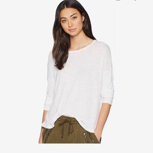 SPLENDID ZANDER LONG SLEEVE COTTON MODAL SLUB EASY CREW TEE- SIZE XL- WHITE